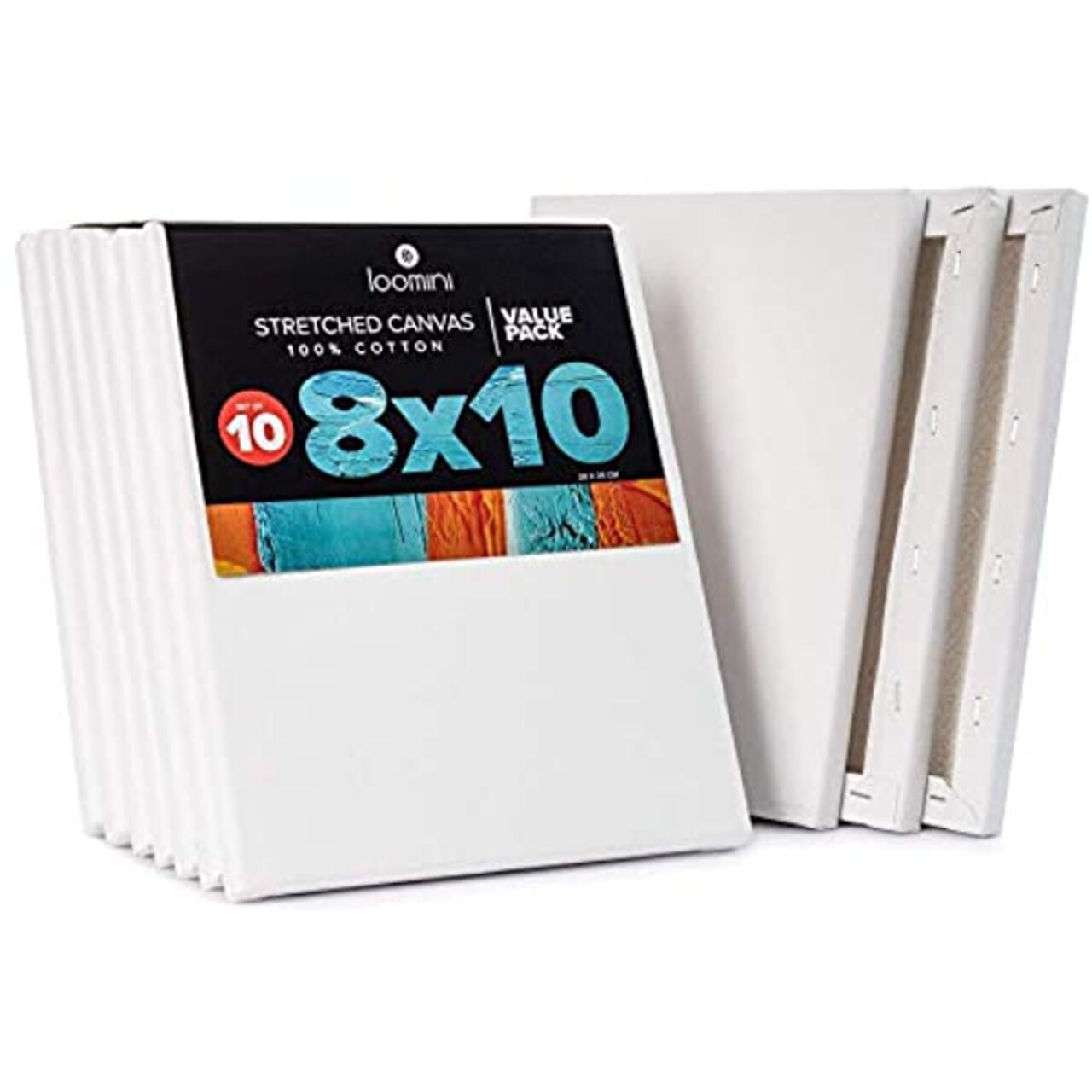 Stretched Canvas Panels for Painting 10 pack 8x10- Professional Grade Surface for Artists